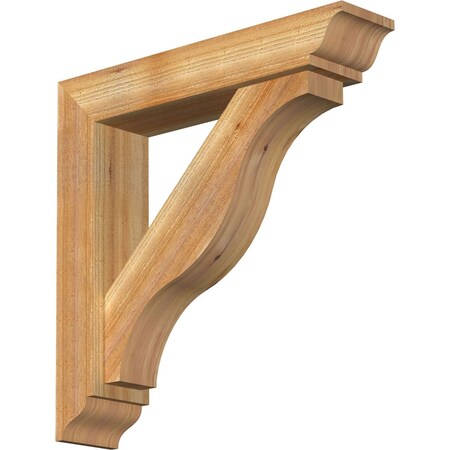 Ekena Millwork Funston Traditional Rough Sawn Bracket w/ Offset Brace, Western Red Cedar, 6"W x 28"D x 28"H BKT0604X28X28FST01RWR